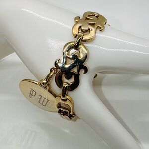 Marino Gold Tone Bracelet with PW Charm. Vintage